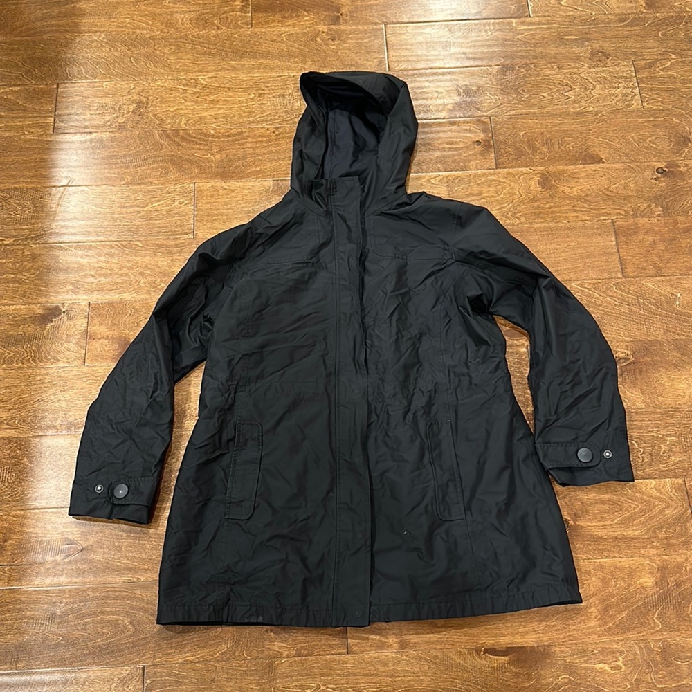 L.L. Bean Black rain coat Hooded Jacket